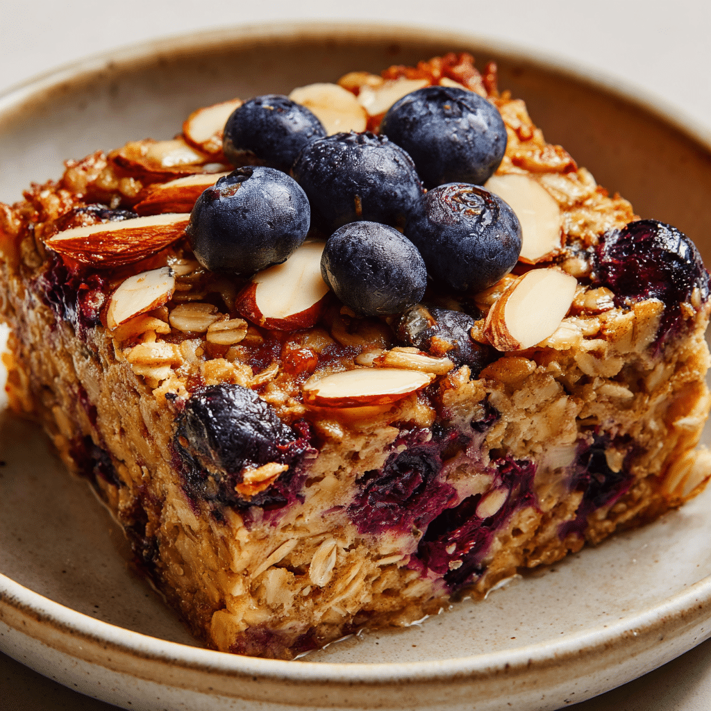 Baked Oats with Blueberries and Almonds Recipe - Recipe Image