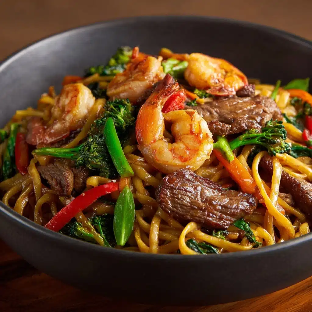 Steak & Shrimp Stir-Fried Noodles Recipe