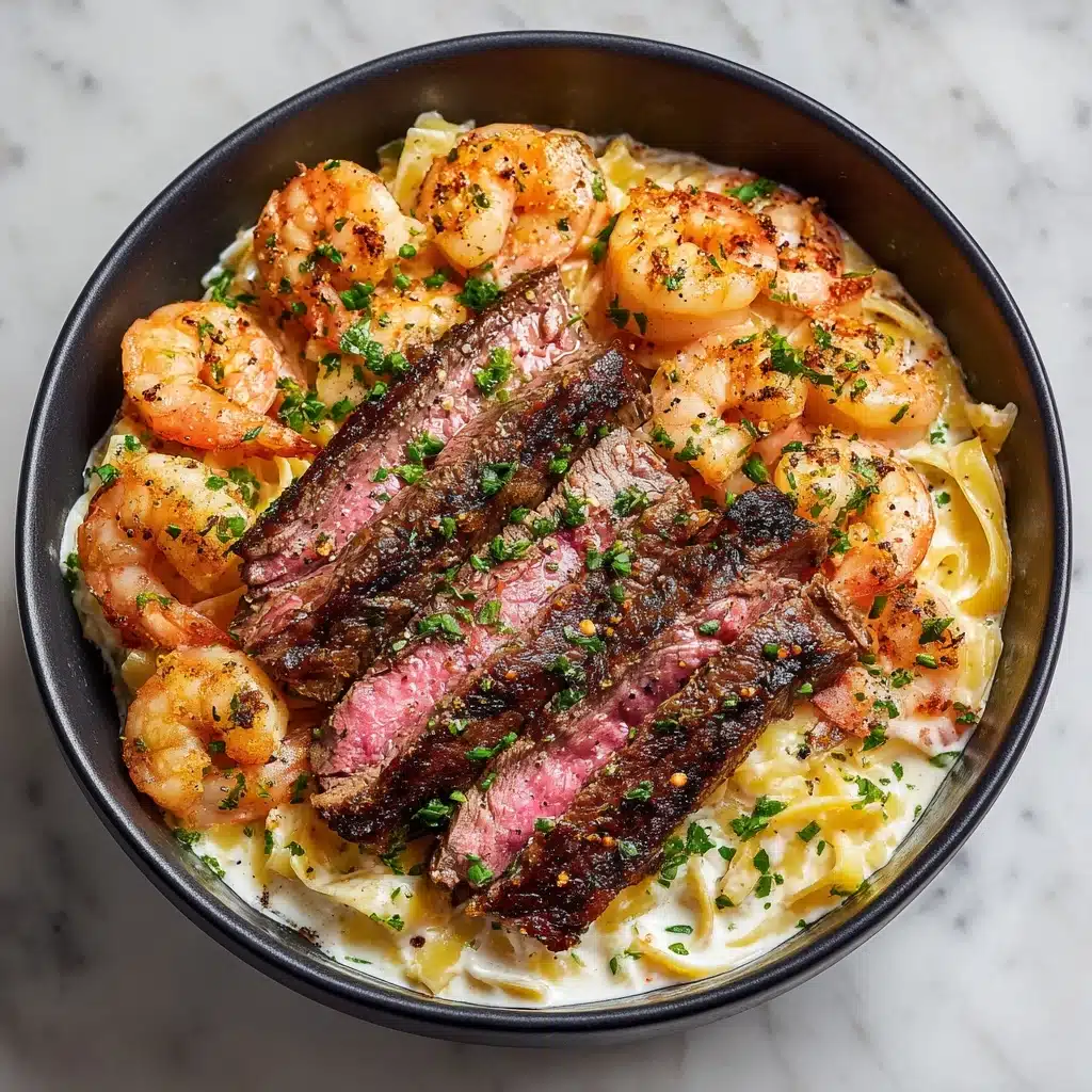 Blackened Steak and Shrimp Alfredo Recipe