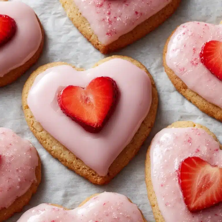 Heart-Shaped Strawberry Shortbread Cookies Recipe