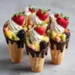 Chocolate Dipped Fruit Filled Cones Recipe