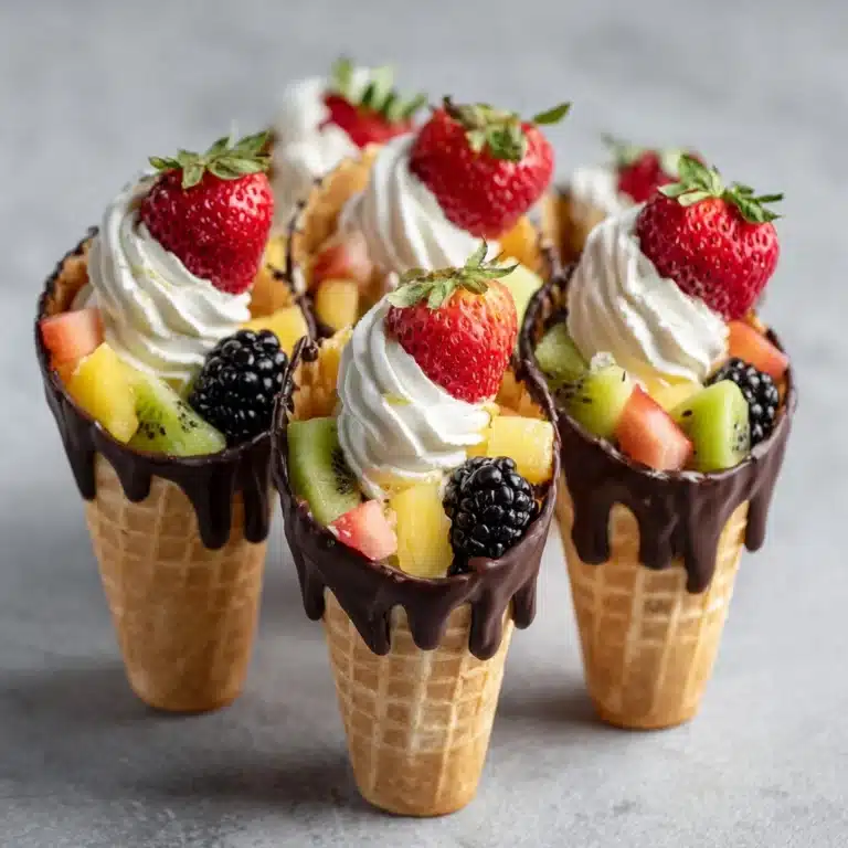 Chocolate Dipped Fruit Filled Cones Recipe