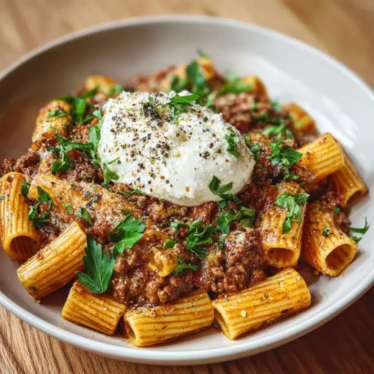Grandma’s Meat Sauce Pasta with Burrata Recipe