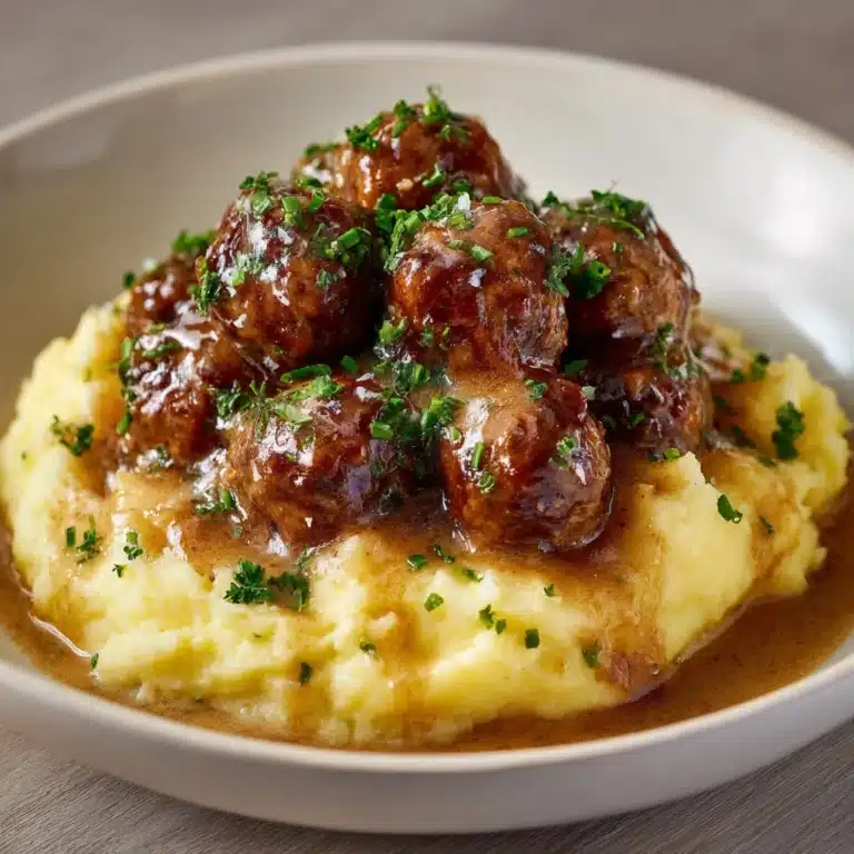 Irresistible Salisbury Meatballs & Mashed Potatoes Recipe
