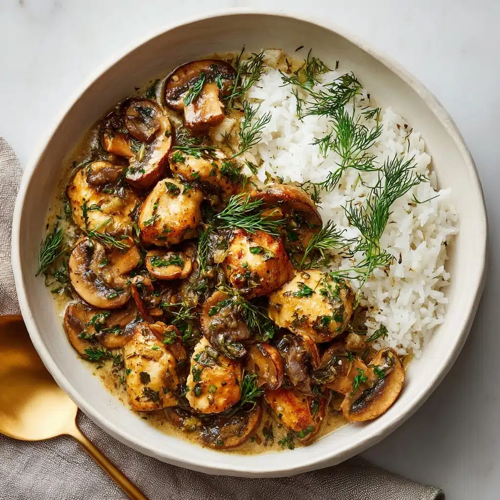 Chicken and Mushrooms in Creamy Dill Sauce Recipe - Recipe Image