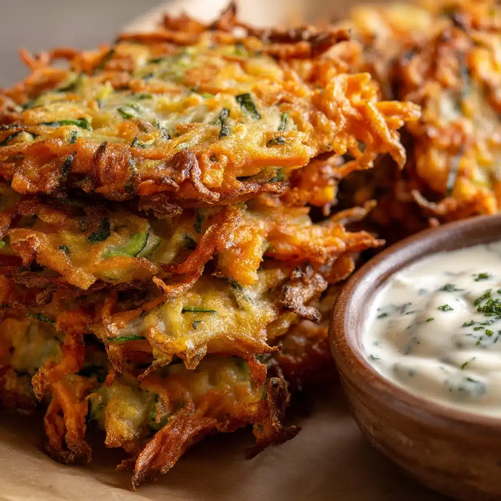 Crispy Vegetable Fritters with Creamy Garlic Tzatziki Recipe