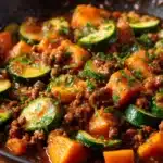 Ground Beef Zucchini Sweet Potato Skillet Recipe