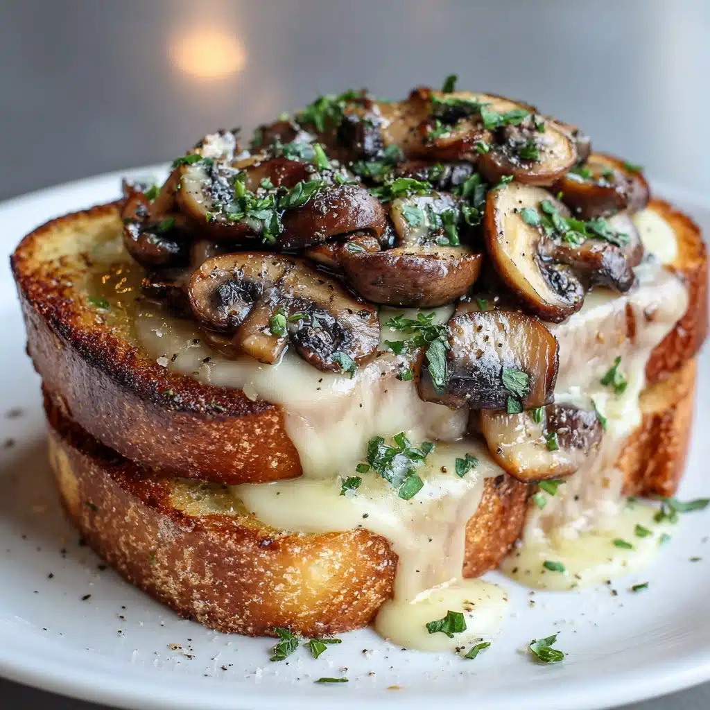 Gourmet Cheesy Mushroom and Garlic Toasts Recipe - Recipe Image