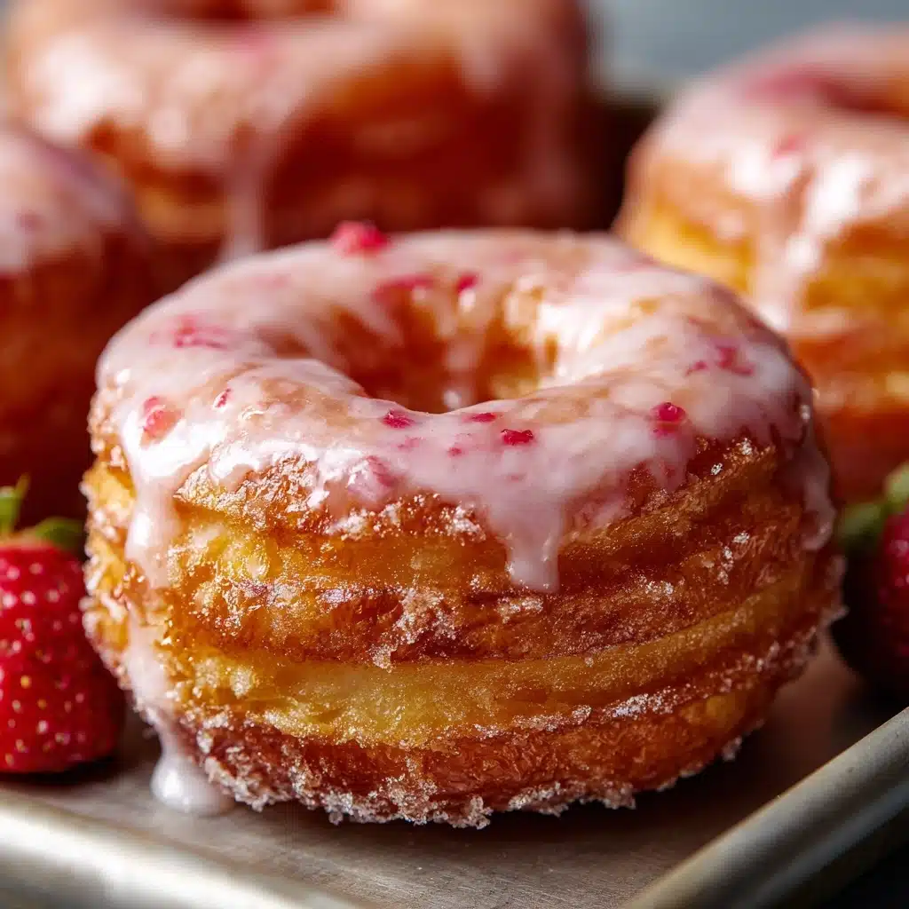 Strawberry Glazed French Crullers Recipe - Recipe Image