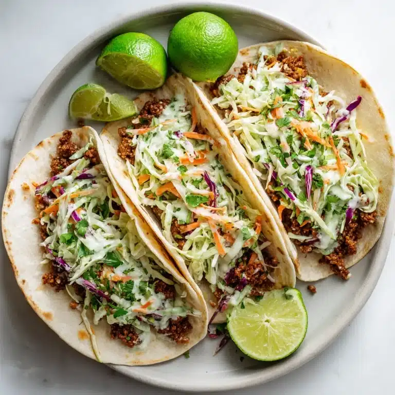 Beef Tacos with Peach Vinegar Slaw Recipe