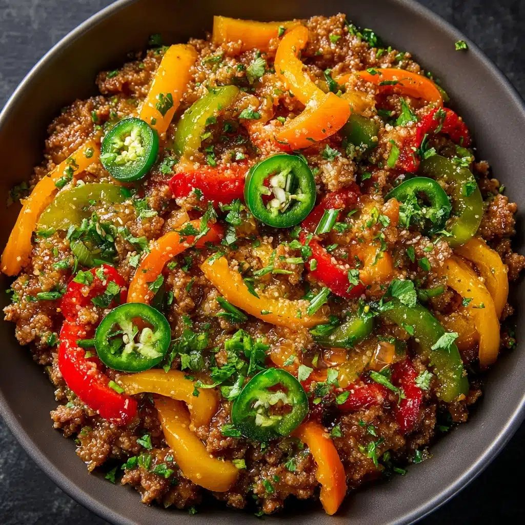 Spicy Jalapeño Popper Mediterranean Ground Beef Stir Fry Recipe - Recipe Image