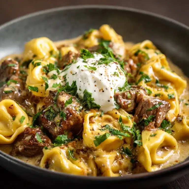 One-Skillet Beef Stroganoff Tortellini Recipe