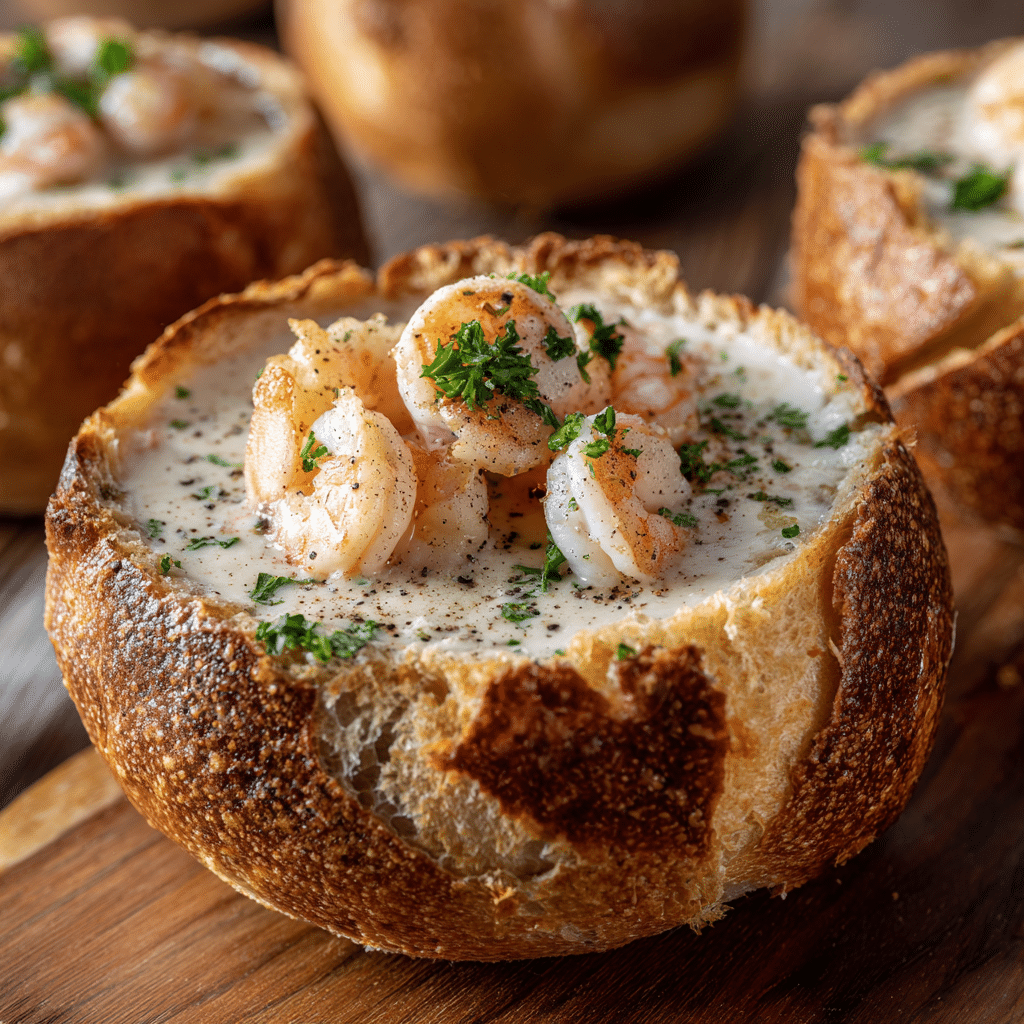 Stuffed Seafood Bread Bowl Recipe - Recipe Image