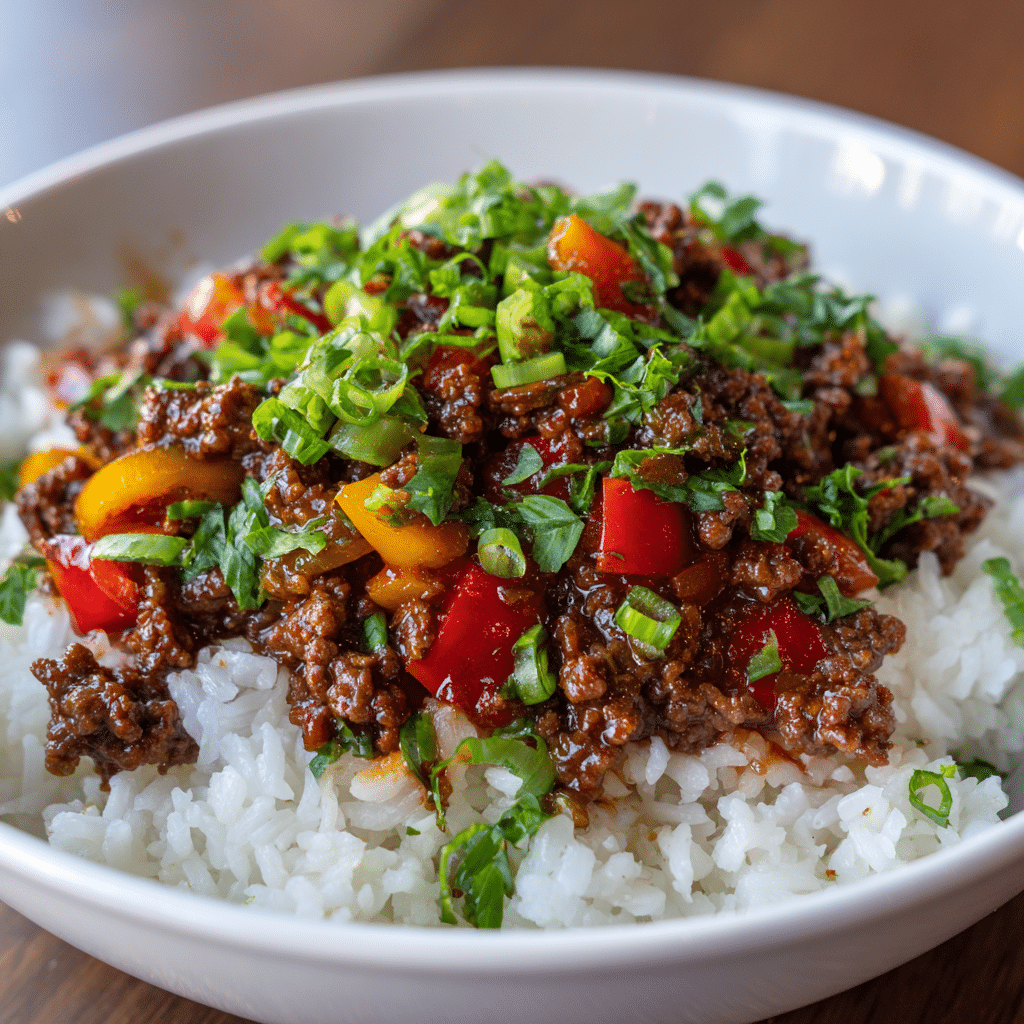 Beef and Pepper Rice Bowl Recipe - Recipe Image
