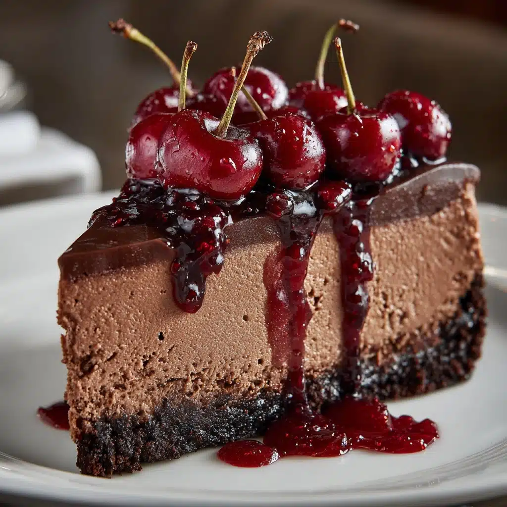 No-Bake Cherry Chocolate Cheesecake Recipe - Recipe Image