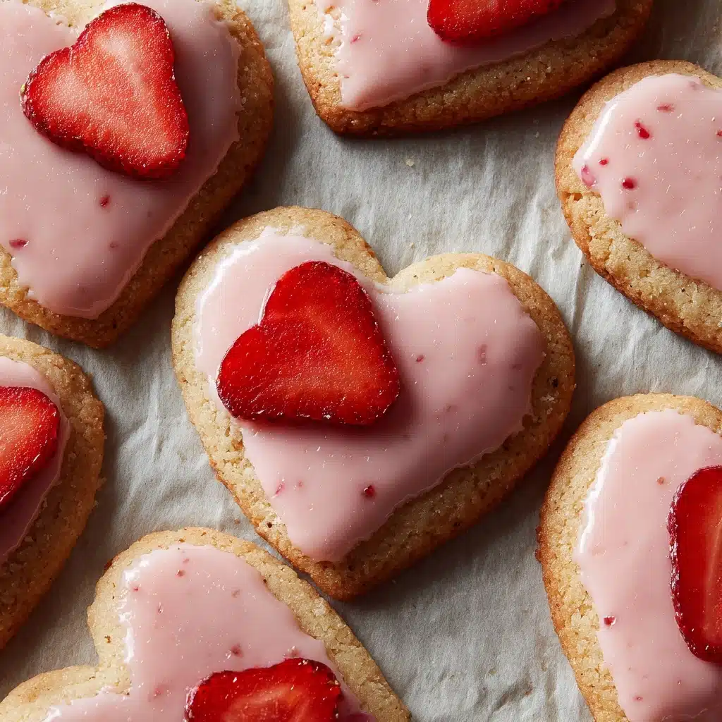 Heart-Shaped Strawberry Shortbread Cookies Recipe - Recipe Image