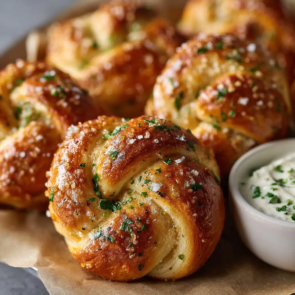 Garlic Knots with Homemade Garlic Butter Sauce Recipe - Recipe Image