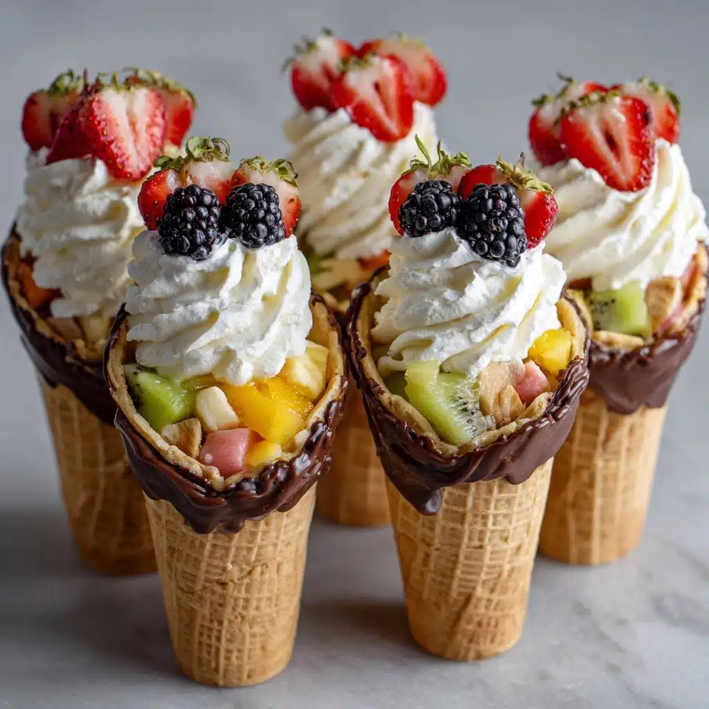 Chocolate Dipped Fruit Filled Cones Recipe - Recipe Image
