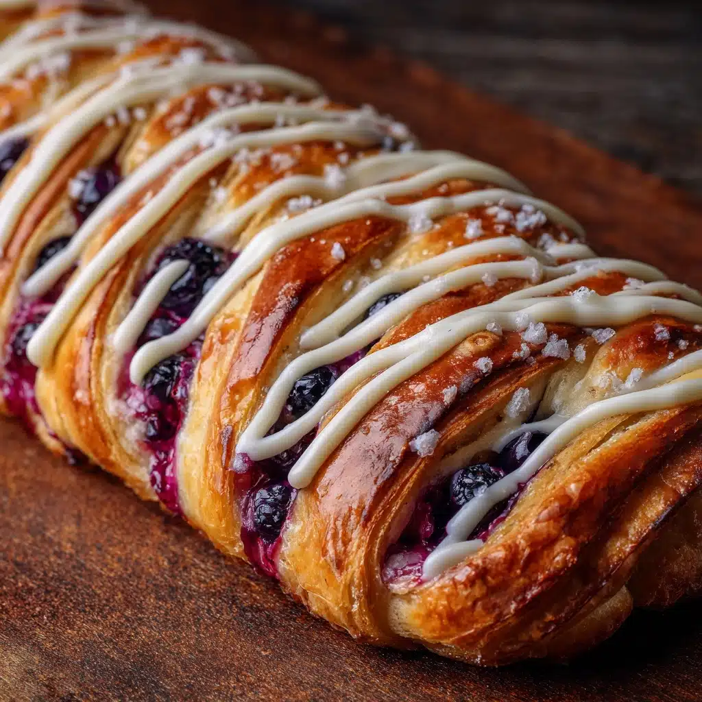 Blueberry Cream Cheese Pastry Braid with Vanilla Icing Recipe - Recipe Image
