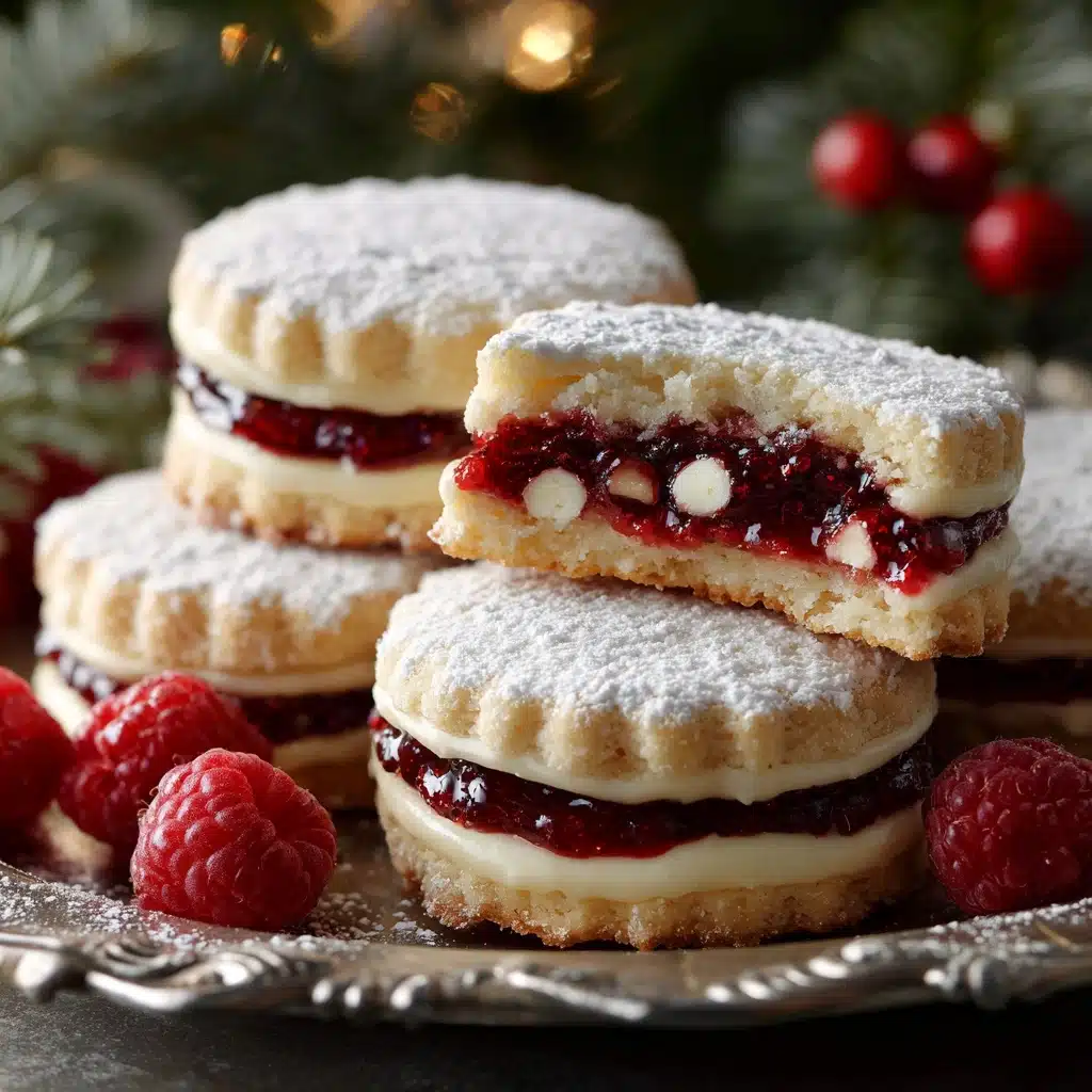 Raspberry-Filled Almond Snow Cookies – Festive Treat Recipe - Recipe Image