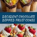 Chocolate Dipped Fruit Filled Cones Recipe