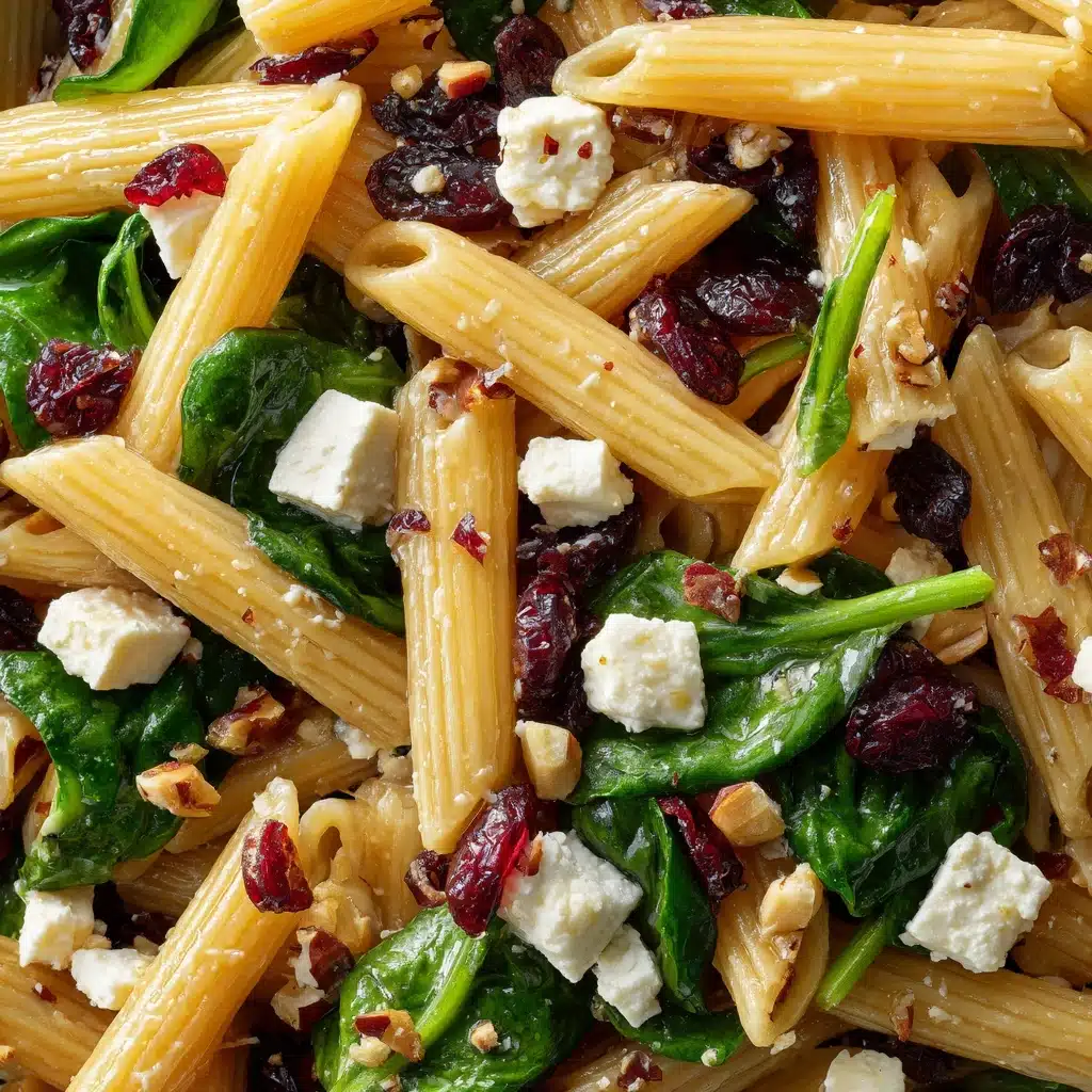 Spinach Pasta Salad with Feta and Cranberries Recipe