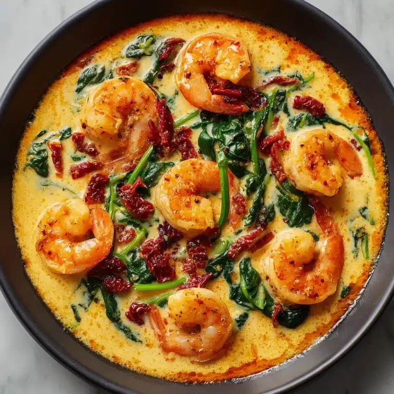 Tuscan Shrimp with Spinach, Artichokes, and Sun-Dried Tomatoes Recipe