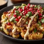 Roasted Cauliflower with Garlic Tahini Sauce and Pomegranate Recipe
