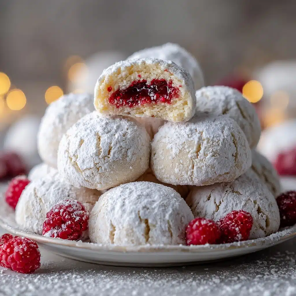 Raspberry Filled Almond Snowball Cookies Recipe