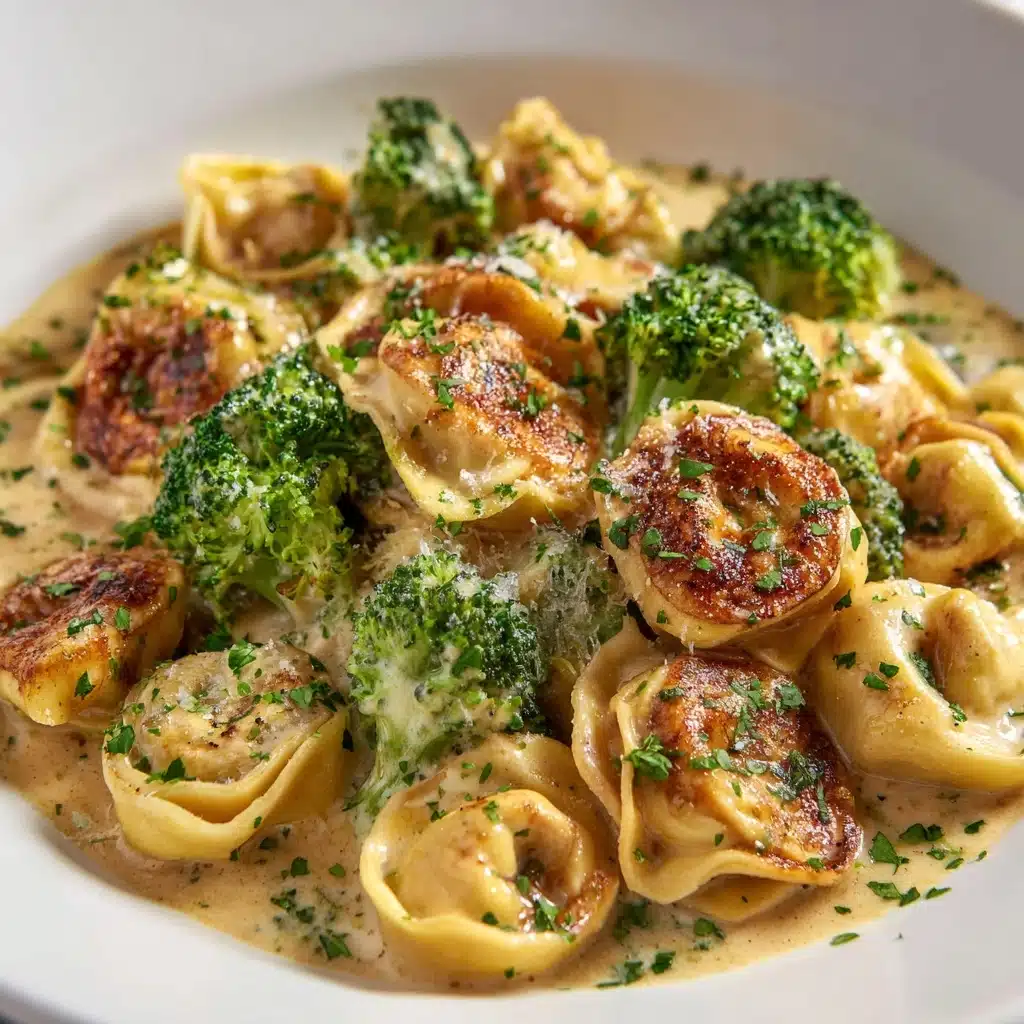 Creamy Garlic Parmesan Tortellini with Chicken & Broccoli Recipe - Recipe Image