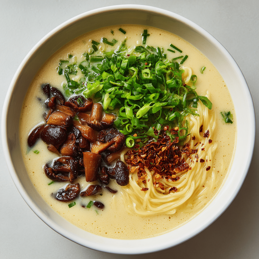 Fiery Chicken Ramen with Creamy Garlic Sauce Recipe - Recipe Image