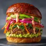 Lentil-Chickpea Veggie Burgers with Avocado Green Harissa Recipe