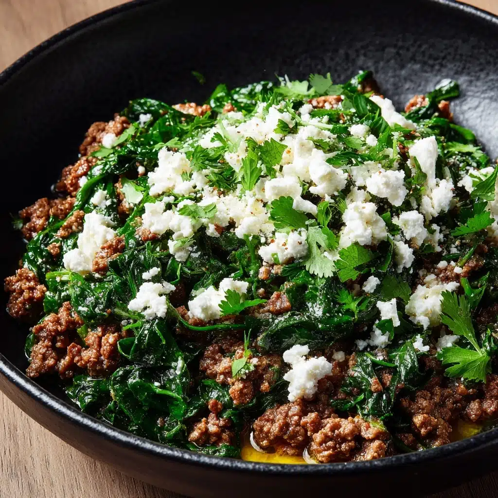 Ground Beef and Spinach Skillet with Feta Recipe