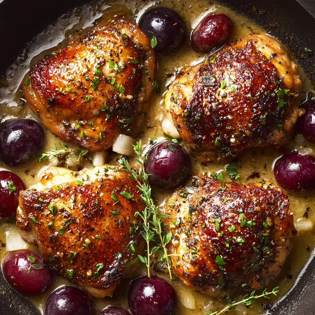 Chicken Thighs in a Mustard, Tarragon, and Grape Pan Sauce Recipe