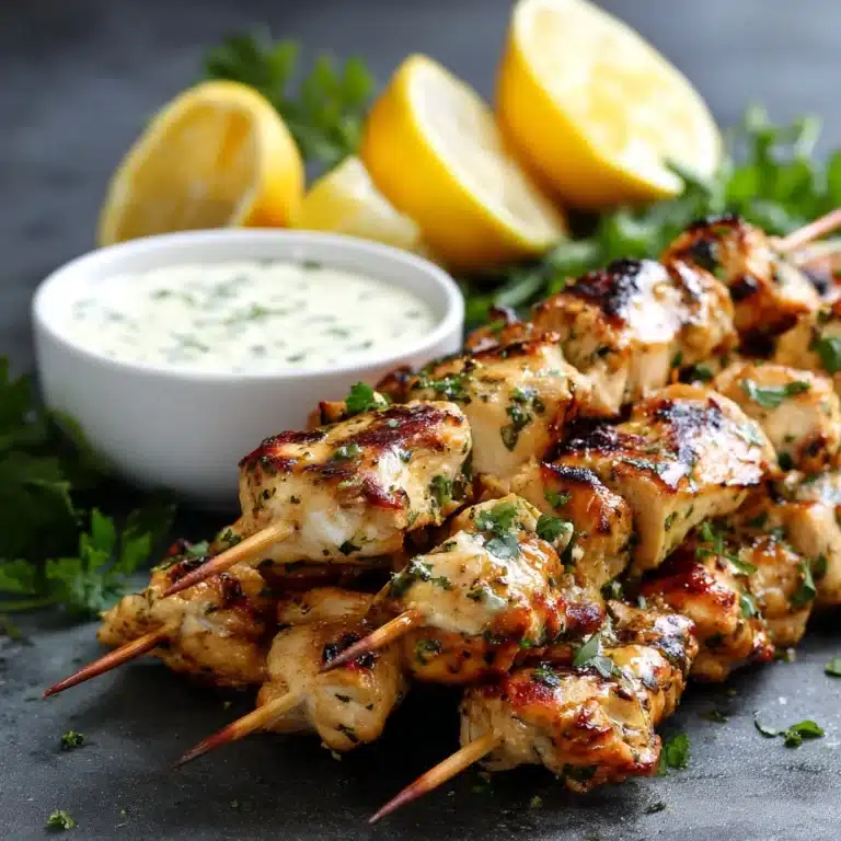 Greek Lemon Chicken Skewers with Tzatziki Sauce Recipe