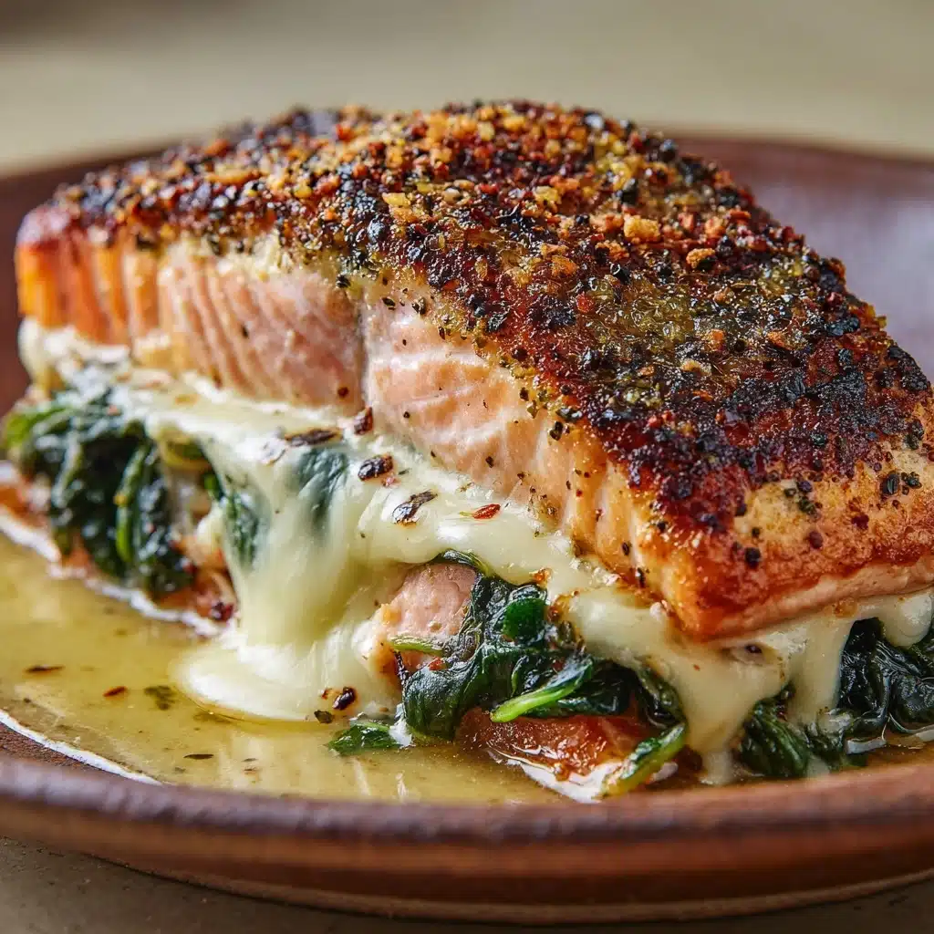 Blackened Salmon Stuffed with Spinach & Parmesan Recipe - Recipe Image