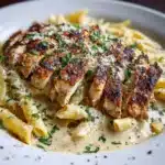Creamy Garlic Parmesan Pasta with Pan-Seared Chicken Recipe
