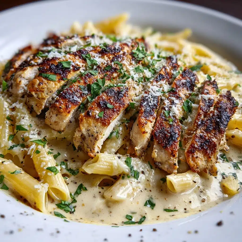 Creamy Garlic Parmesan Pasta with Pan-Seared Chicken Recipe