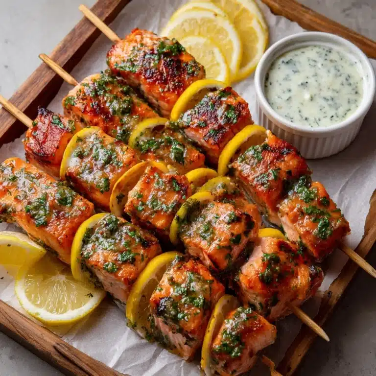 Garlic & Lemon Salmon Kabobs Recipe