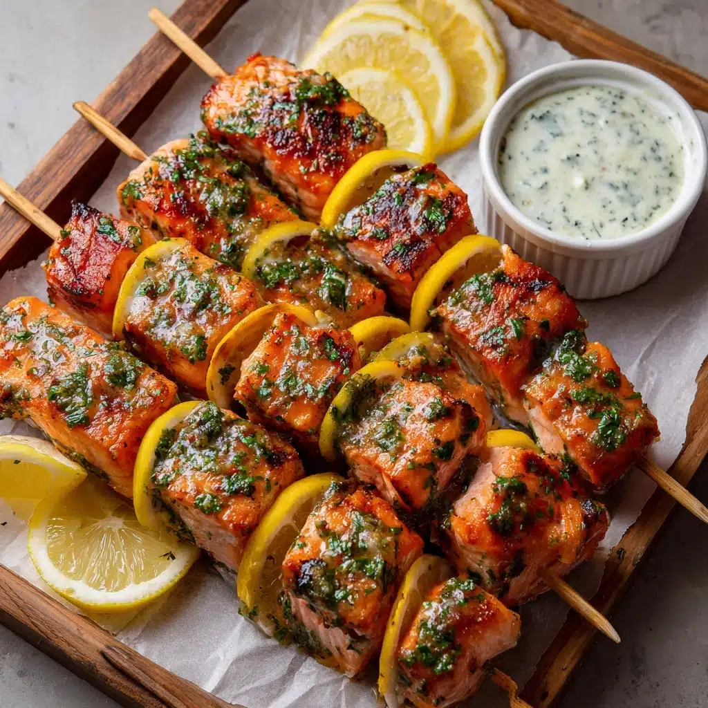 Garlic & Lemon Salmon Kabobs Recipe