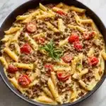 One Pot Creamy Tomato Beef Pasta Recipe
