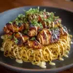 Garlic Butter Chicken Bites with Creamy Parmesan Pasta Recipe