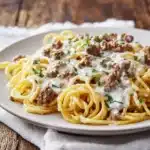 Creamy Ground Beef Alfredo Pasta Recipe