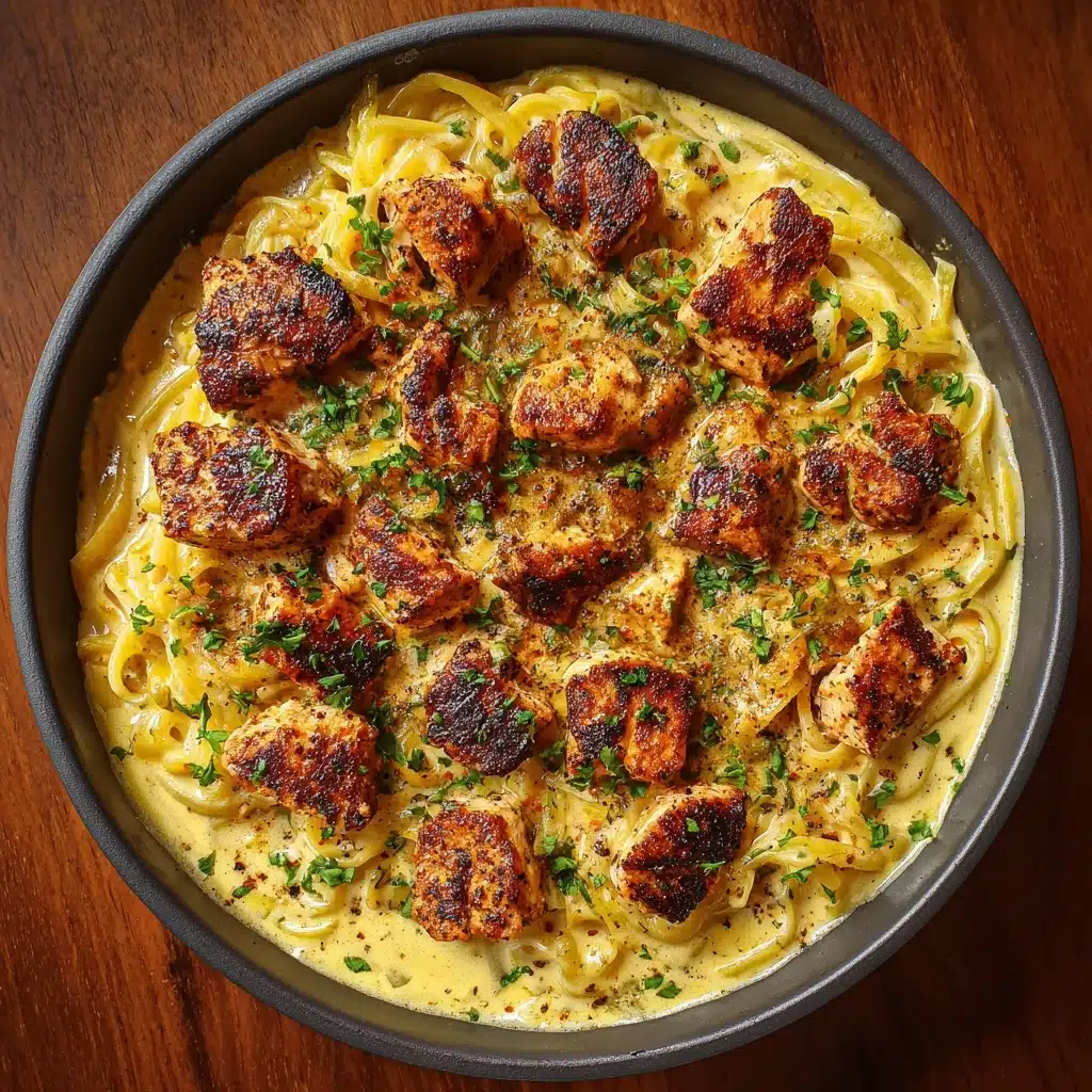 Garlic Butter Chicken Bites with Savory Creamy Parmesan Pasta Recipe