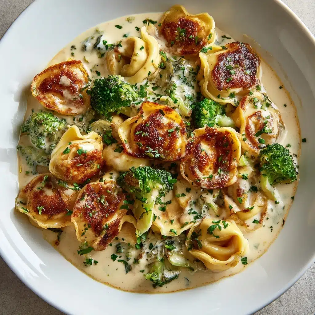 Creamy Garlic Parmesan Tortellini with Chicken & Broccoli Recipe