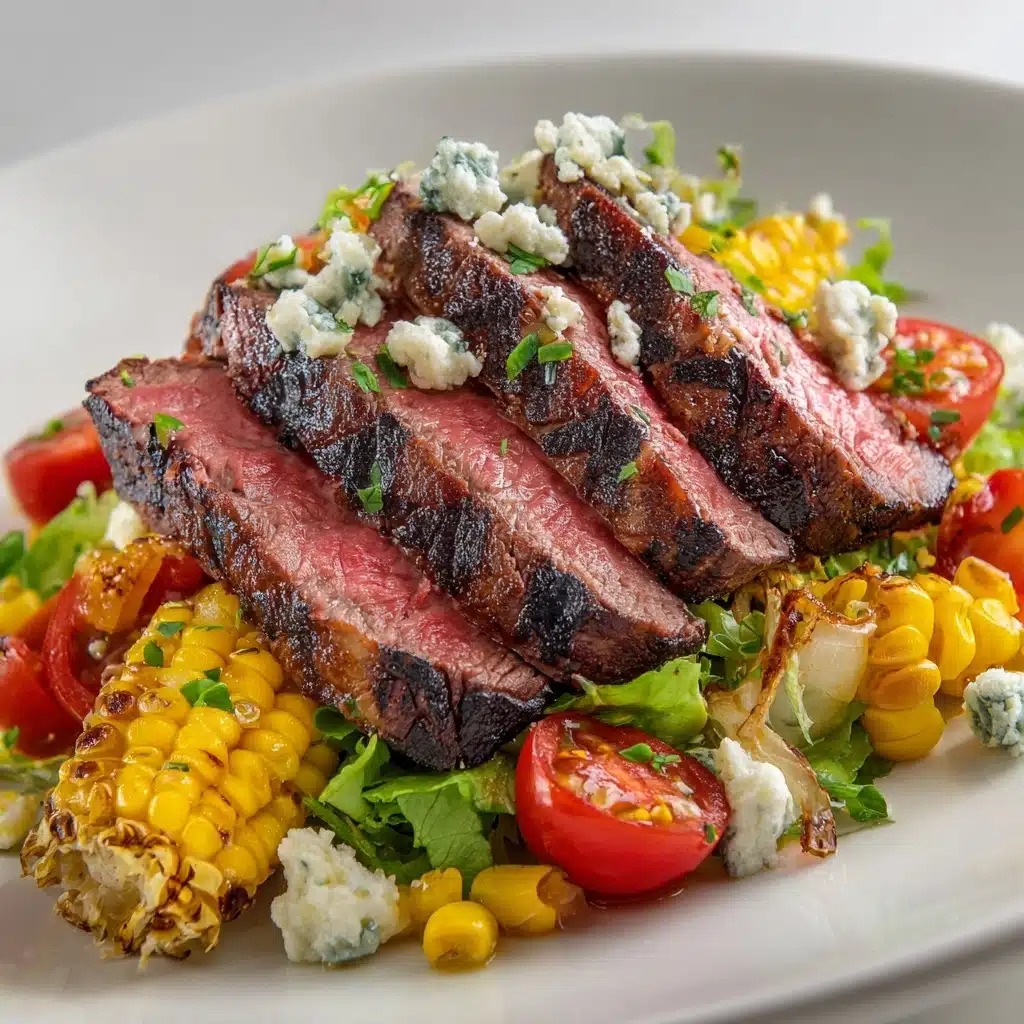 Balsamic Steak Gorgonzola Salad with Grilled Corn Recipe