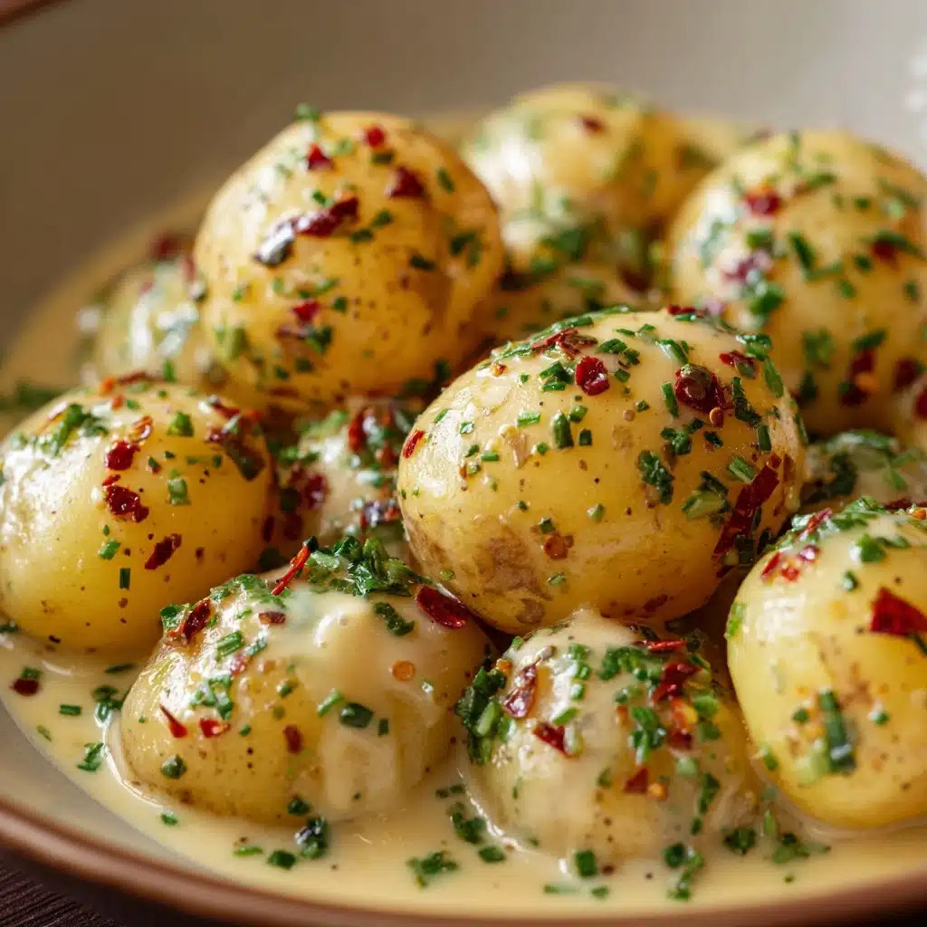 Easy Creamy Garlic Sauce Baby Potatoes Recipe