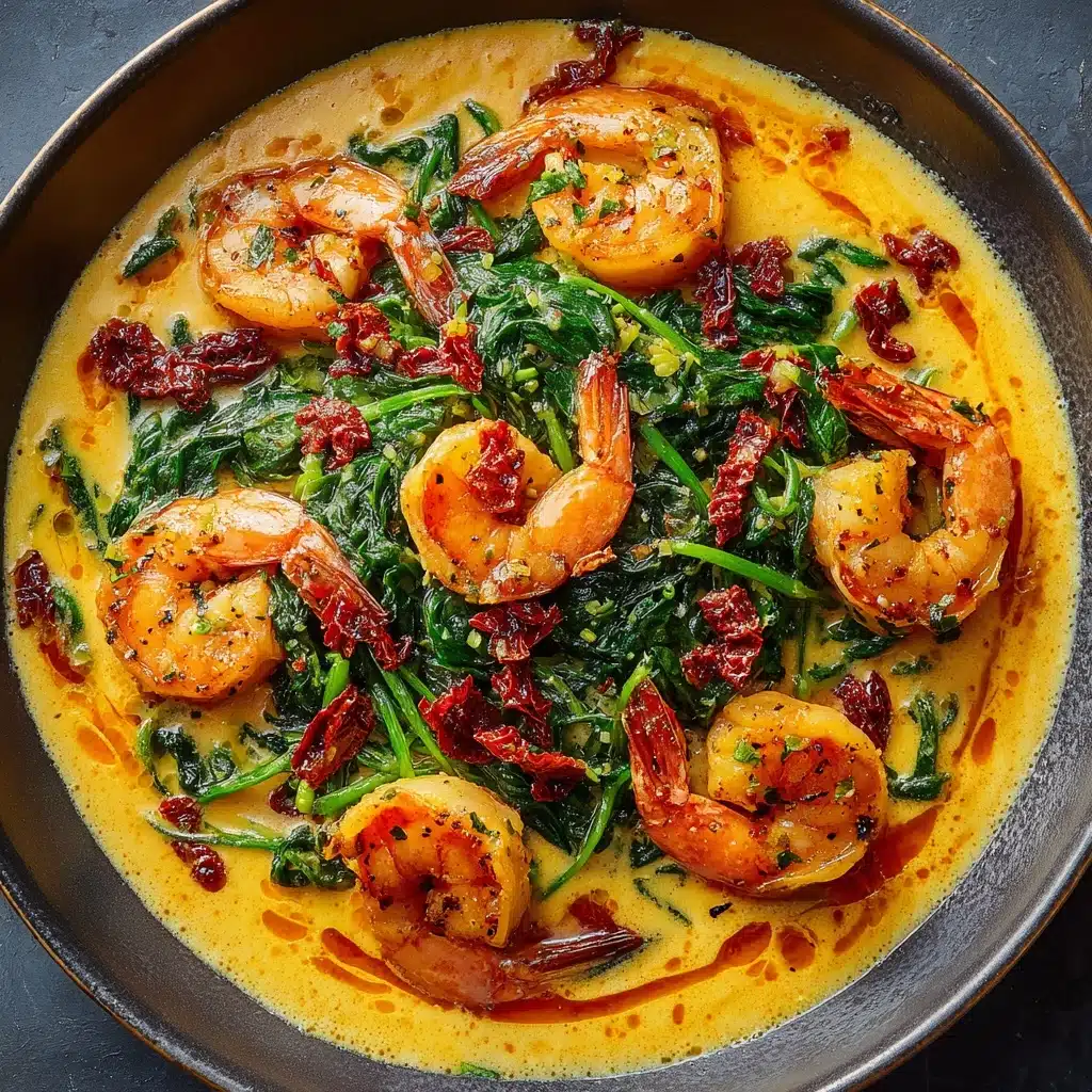 Tuscan Shrimp with Spinach, Artichokes, and Sun-Dried Tomatoes Recipe - Recipe Image