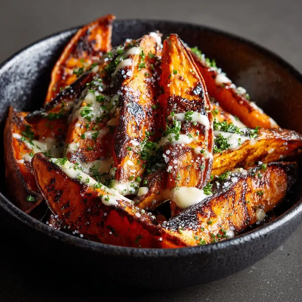 Savory Garlic and Parmesan Sweet Potato Wedges Recipe - Recipe Image