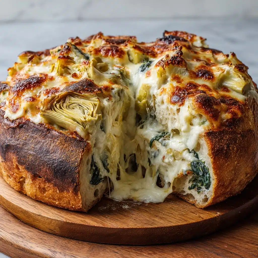 Spinach Artichoke Dip Bread Boat Recipe - Recipe Image